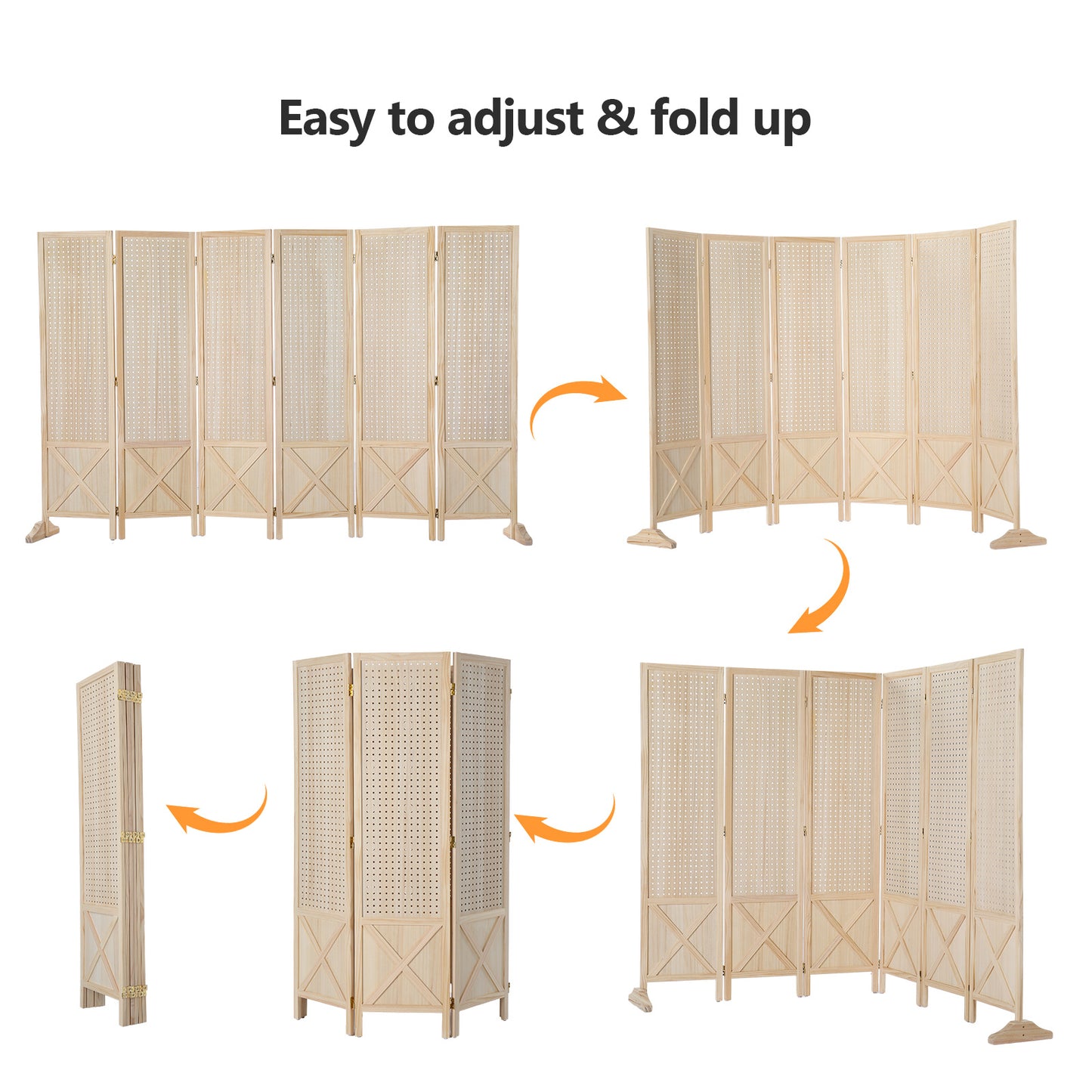 Vingli 60 Inch Freestanding Wood Pegboard Room Divider