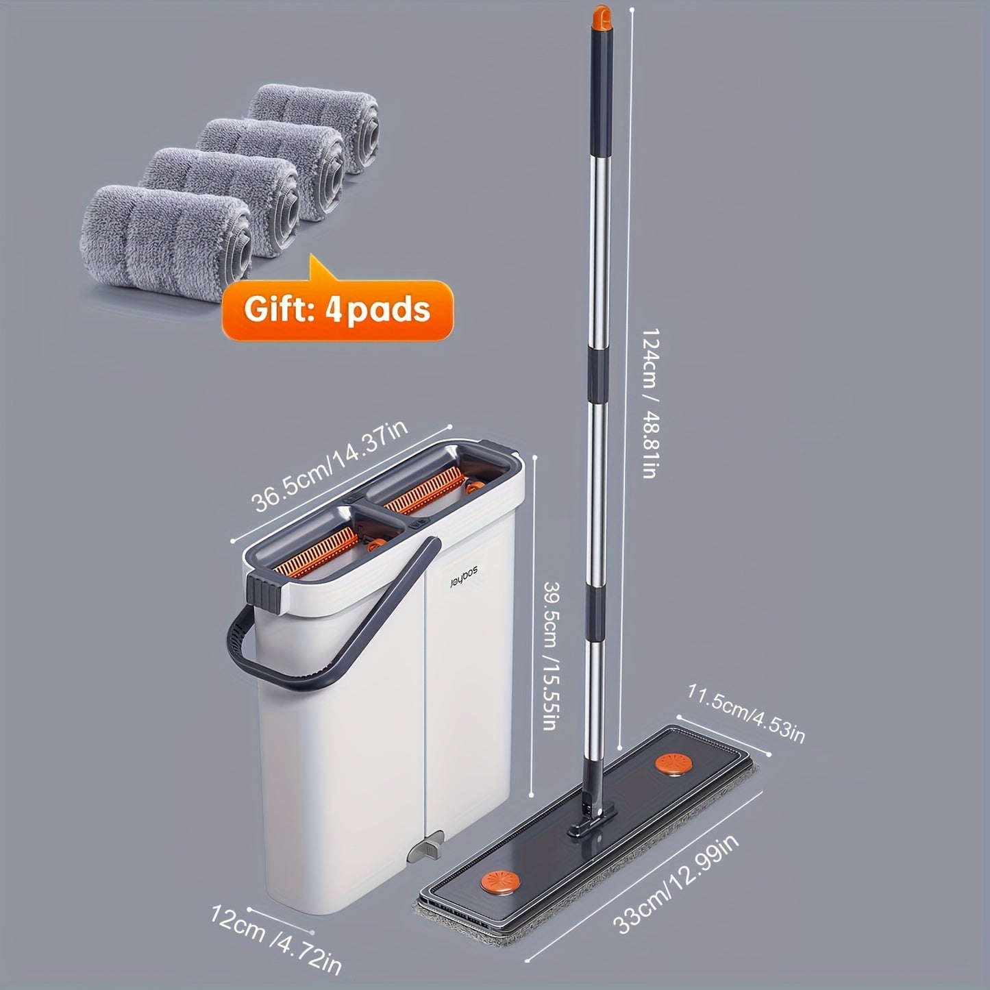 Stainless Steel Rod Mop And Bucket Set With Microfiber Pads