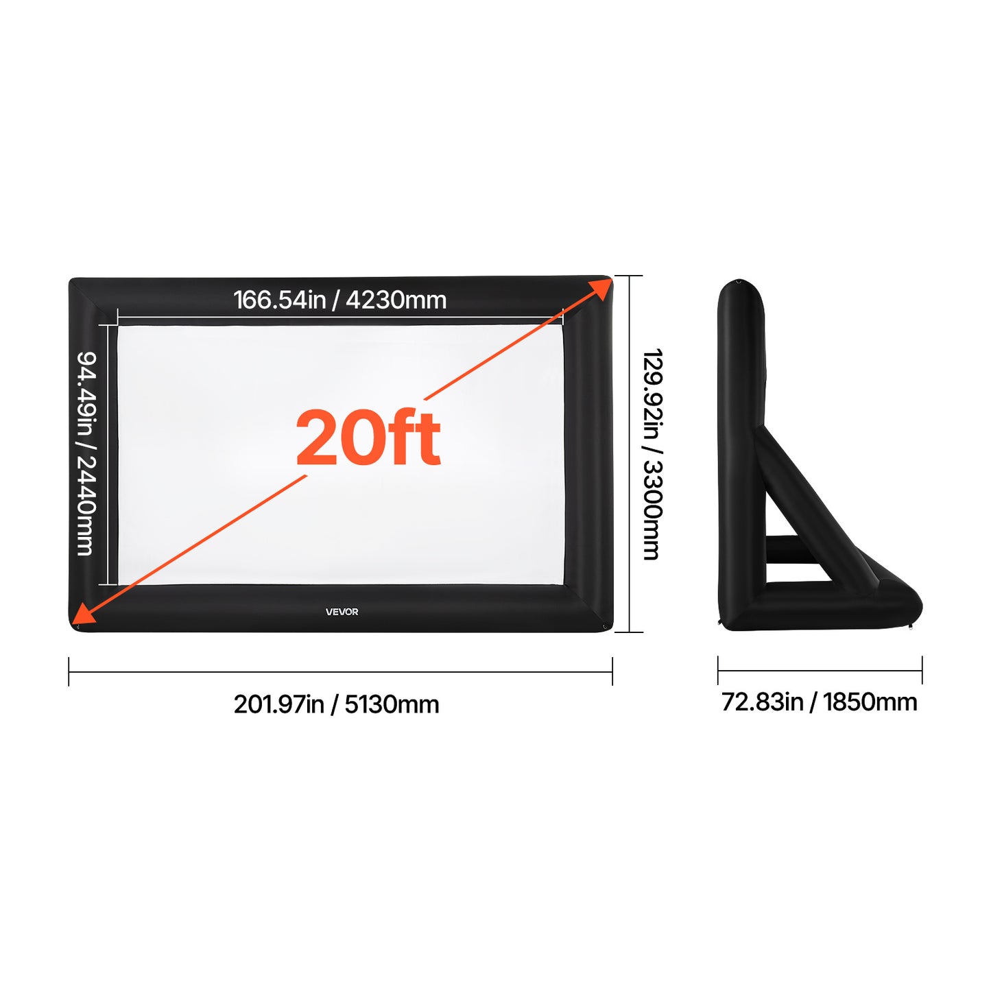 VEVOR Inflatable Projector Screen 14 16 20ft Outdoor