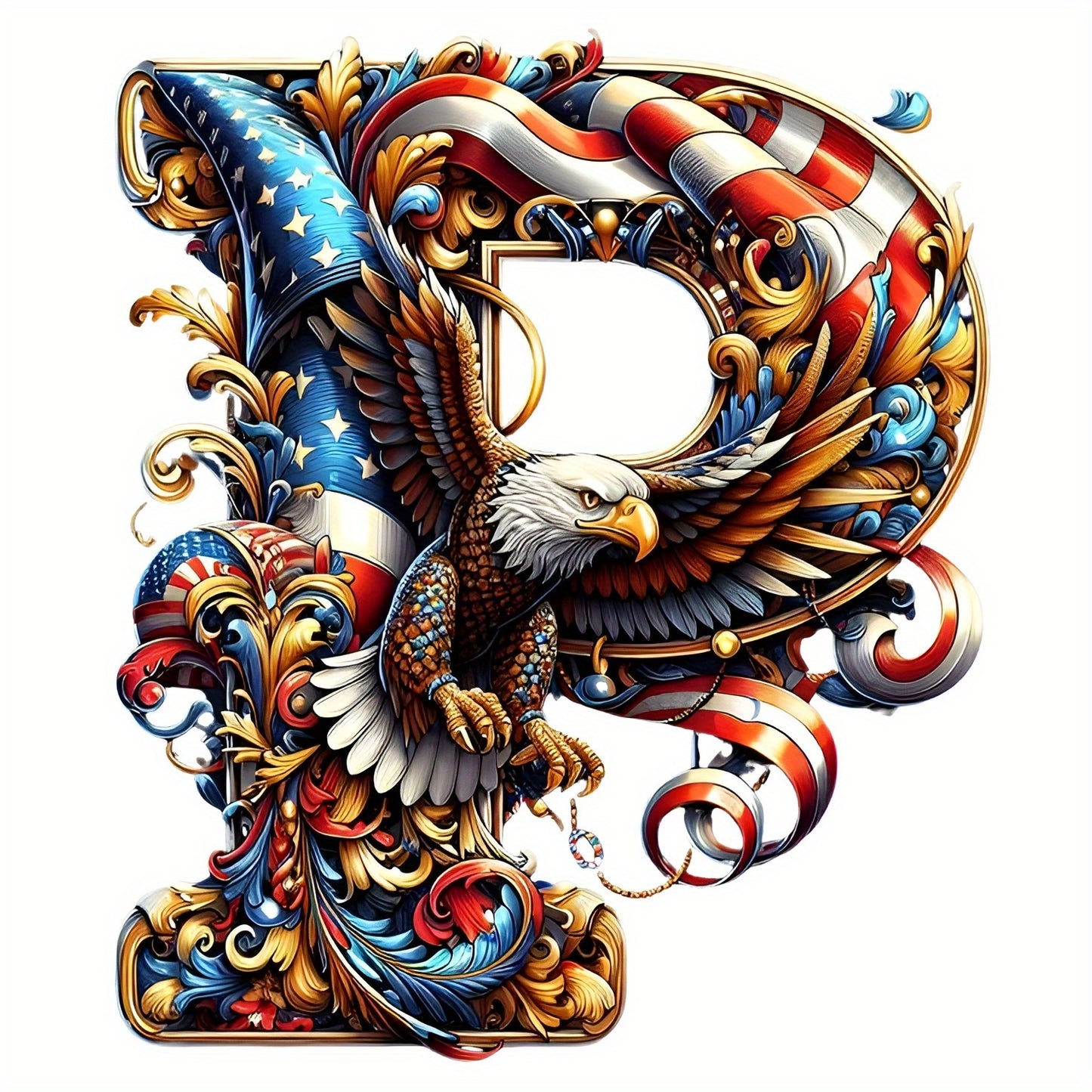 DIY Diamond Art Eagle Flag Alphabet 5D Kit 25 Letters AZ