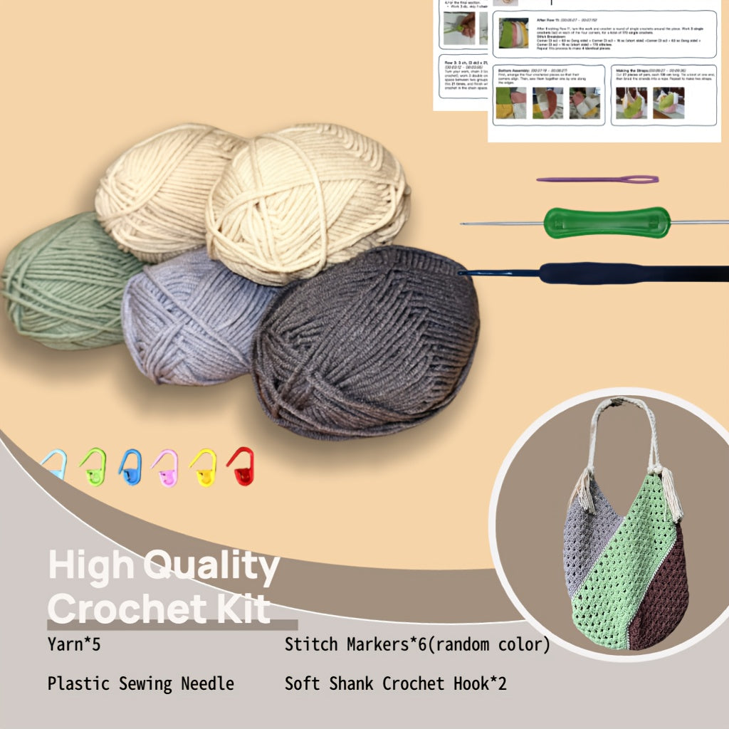 DIY Crochet Kit For Women Pastoral Style Woven Shoulder Bag