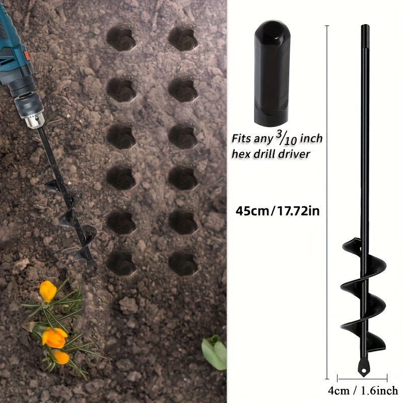 BODERI 2pcs Auger Drill Bit Garden Tool, 3/8 Hex Drive
