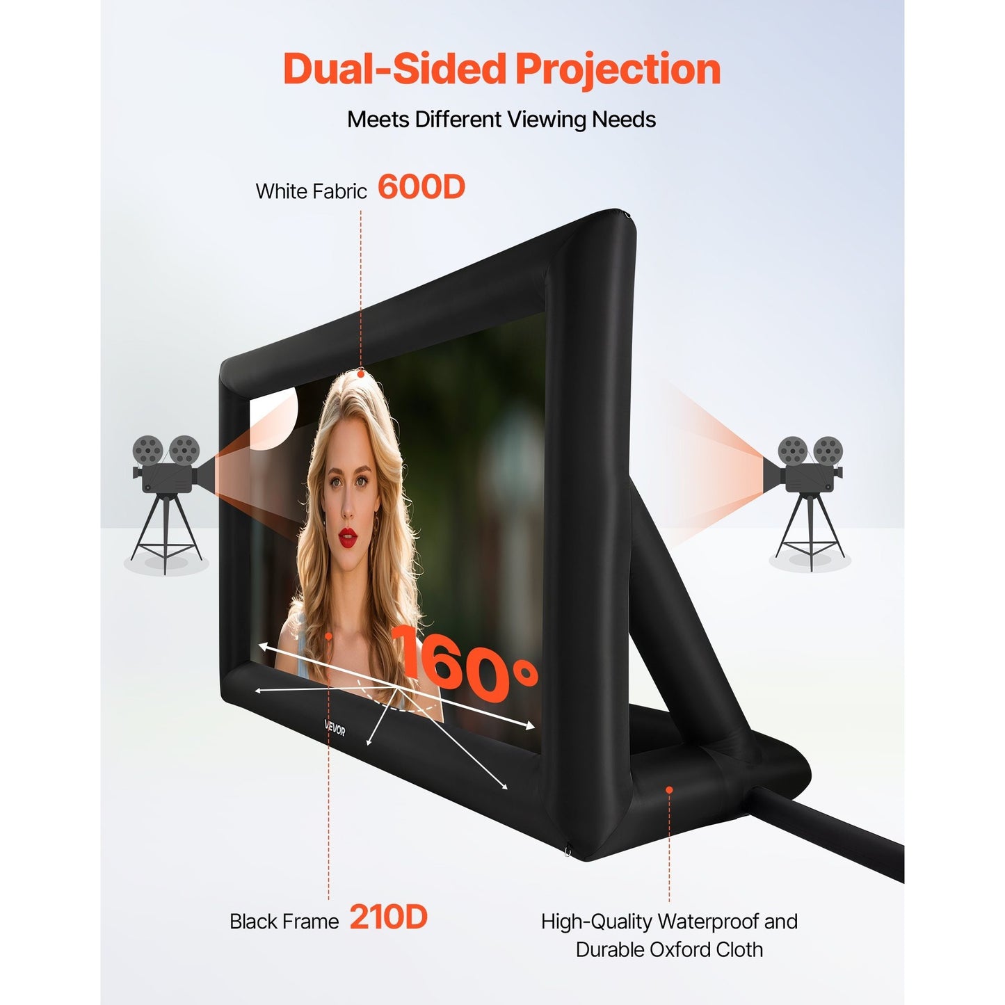 VEVOR Inflatable Projector Screen 14 16 20ft Outdoor