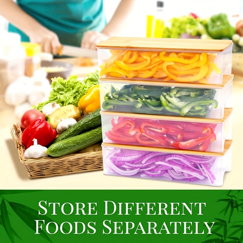 Bamboo Cutting Board Set With 4 Storage Containers Durable