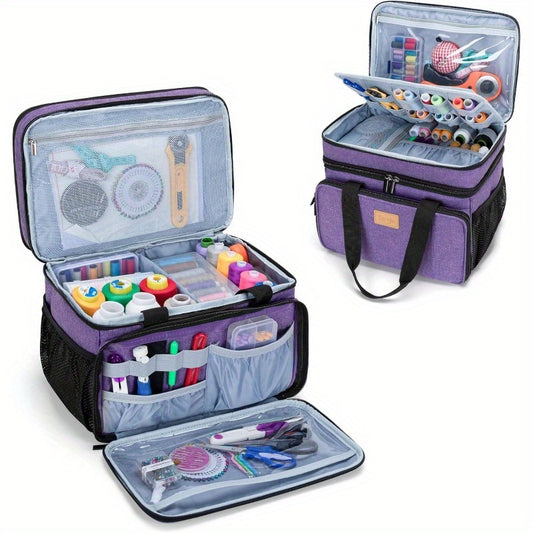 Large Two Tier Sewing Organizer With Multiple Compartments