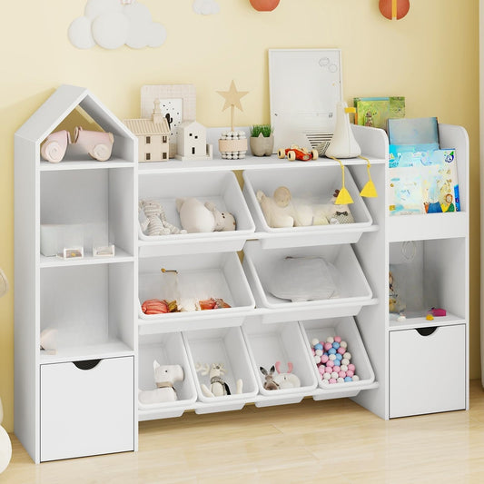 Versatile White 8-Bin 4-Tier Organizer with Wheels
