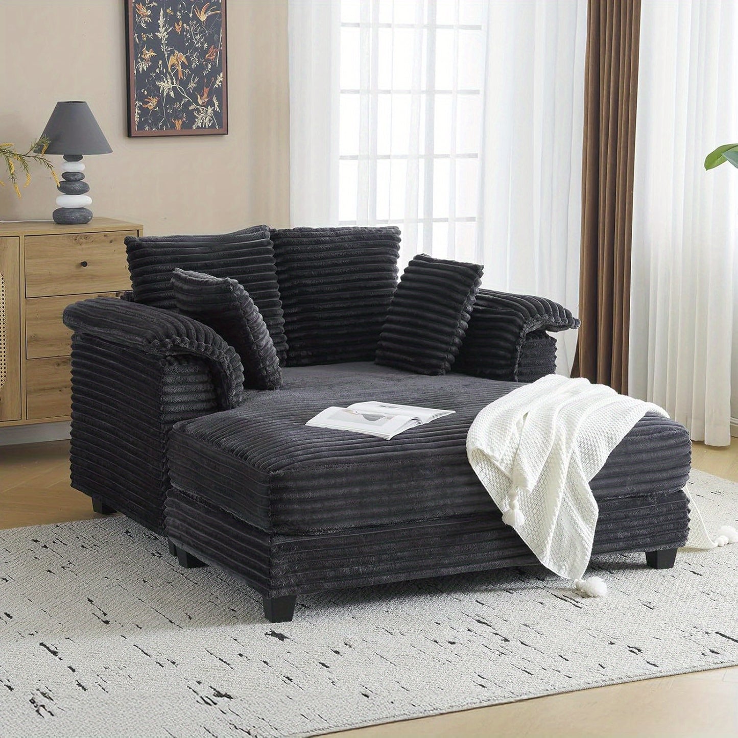 Motoos 56 Inch Oversized Sofa Bed With Corduroy Recliner