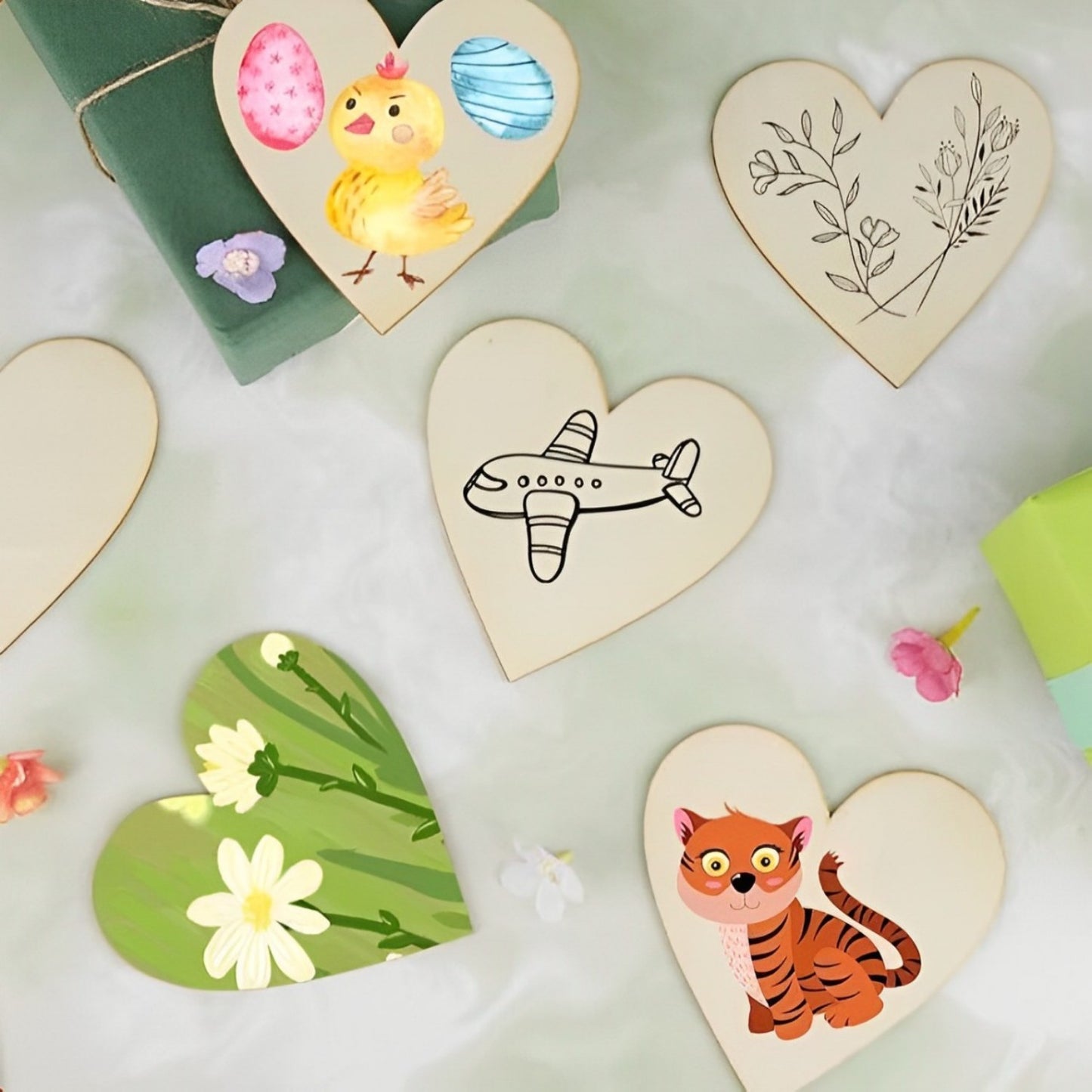 65pcs Untreated Wooden Shapes Set for DIY and Christmas