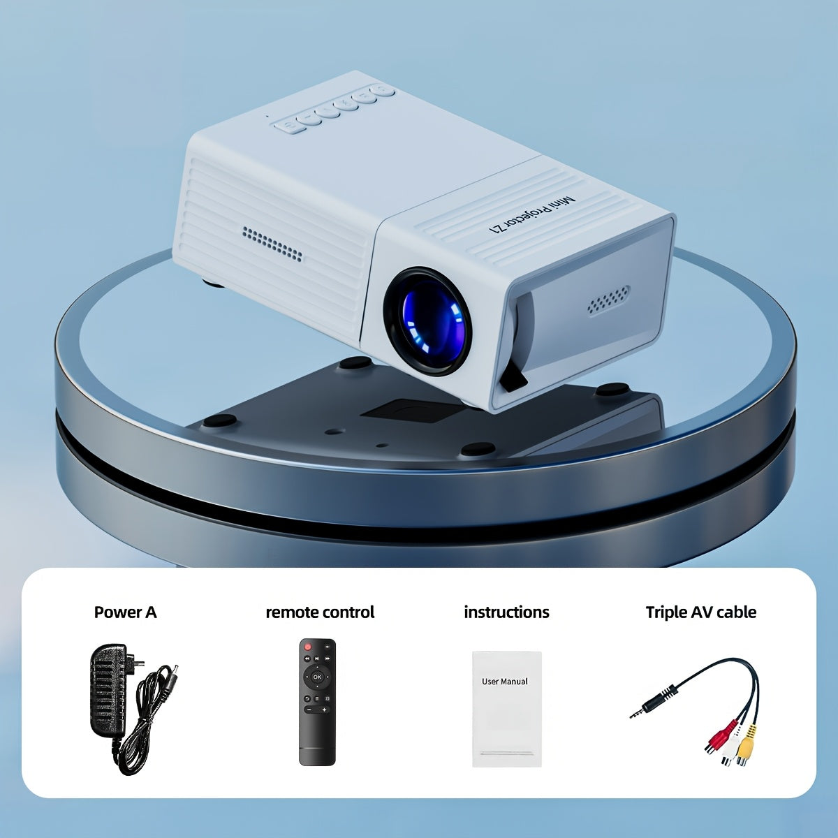 Portable Projector 1080P USB Remote Control LCD Display
