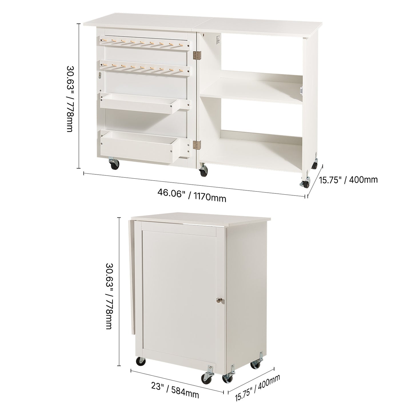Vevor Folding Sewing Craft Table With Lockable Wheels