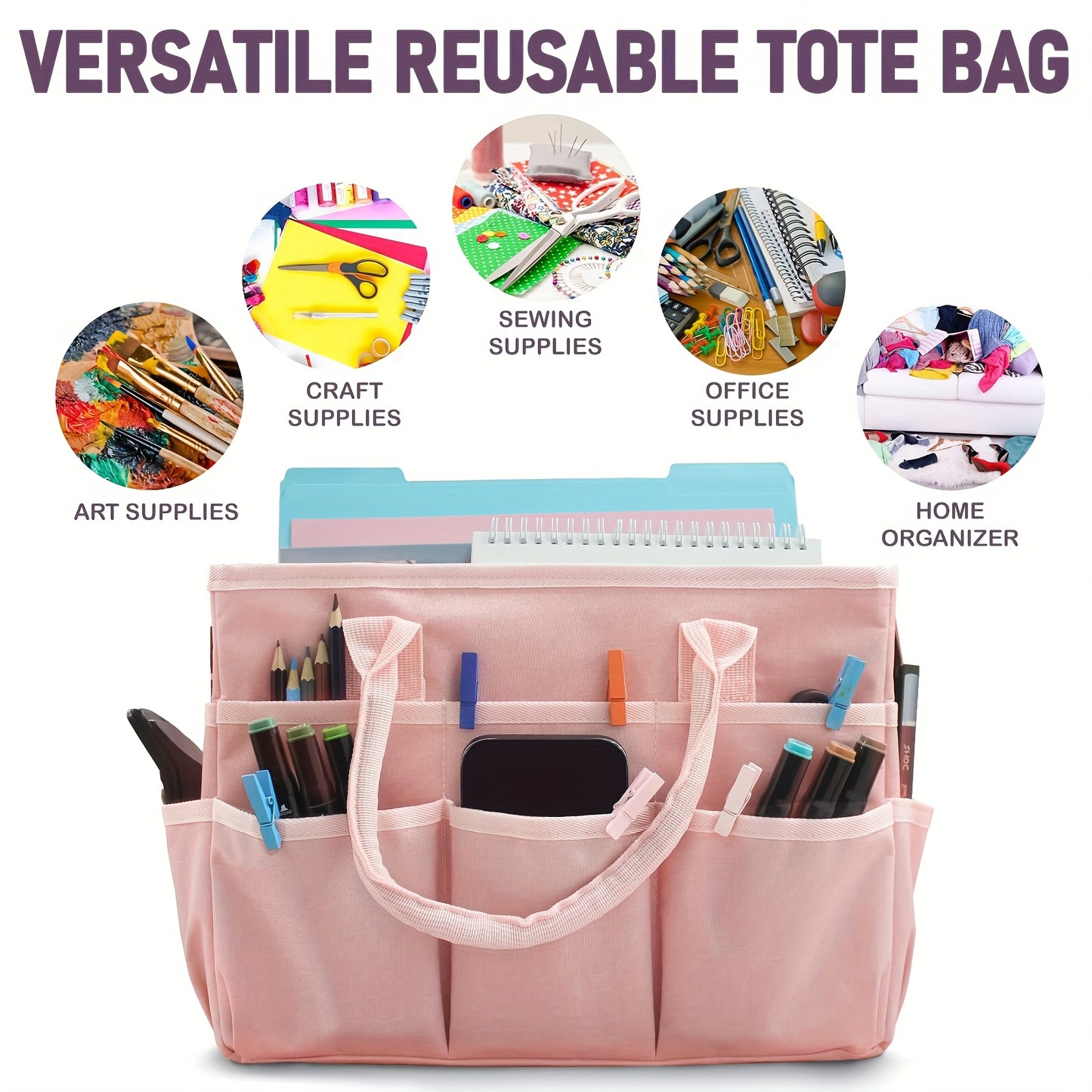 Oxford Fabric Art Organizer Tote Bag With Pockets For Artists