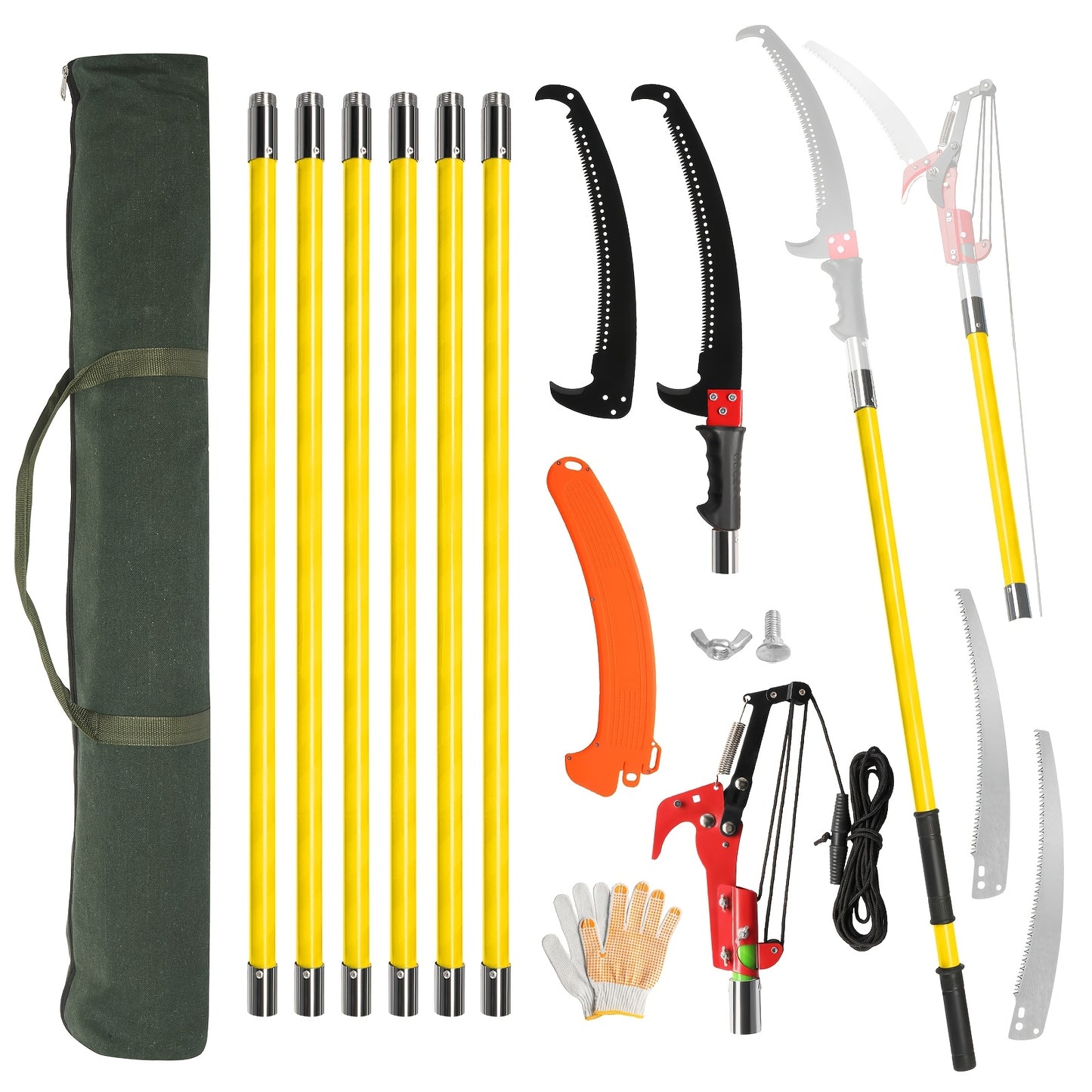 26ft Adjustable Pole Saw With Spiral Blades And Fiberglass