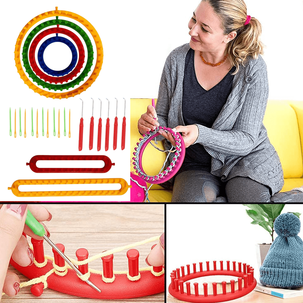 6 Piece DIY Knitting Tool Set Color Mixing Geometric Shapes