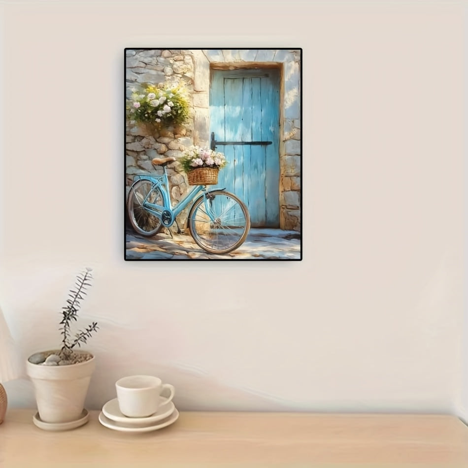 Adult Digital Oil Painting Kit Beginners Bicycle Flowers