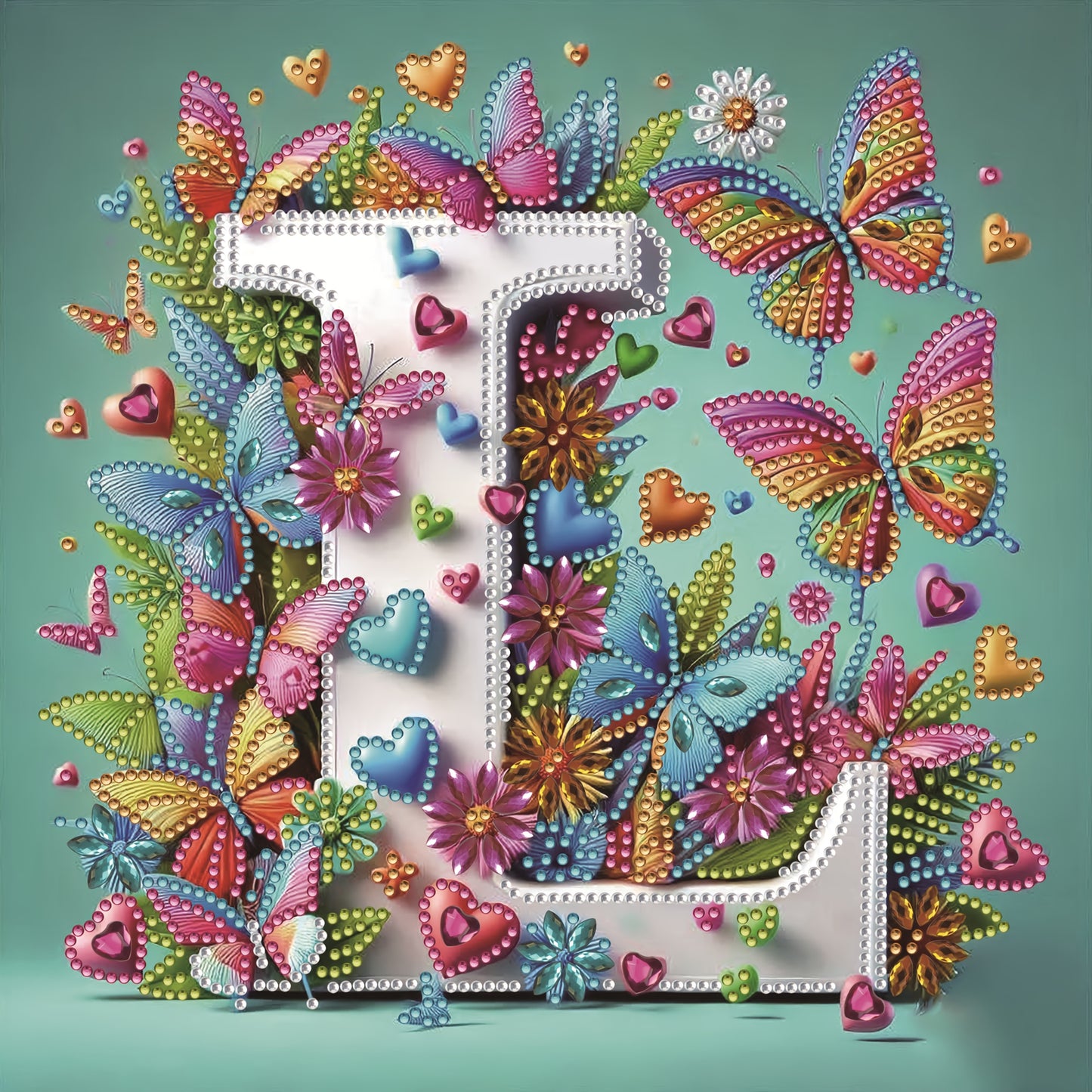 DIY Alphabet Diamond Painting Kit with Butterfly Designs