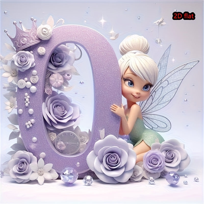 Round Diamond Art Kit with A-Z Letters and Elves Wall Decor