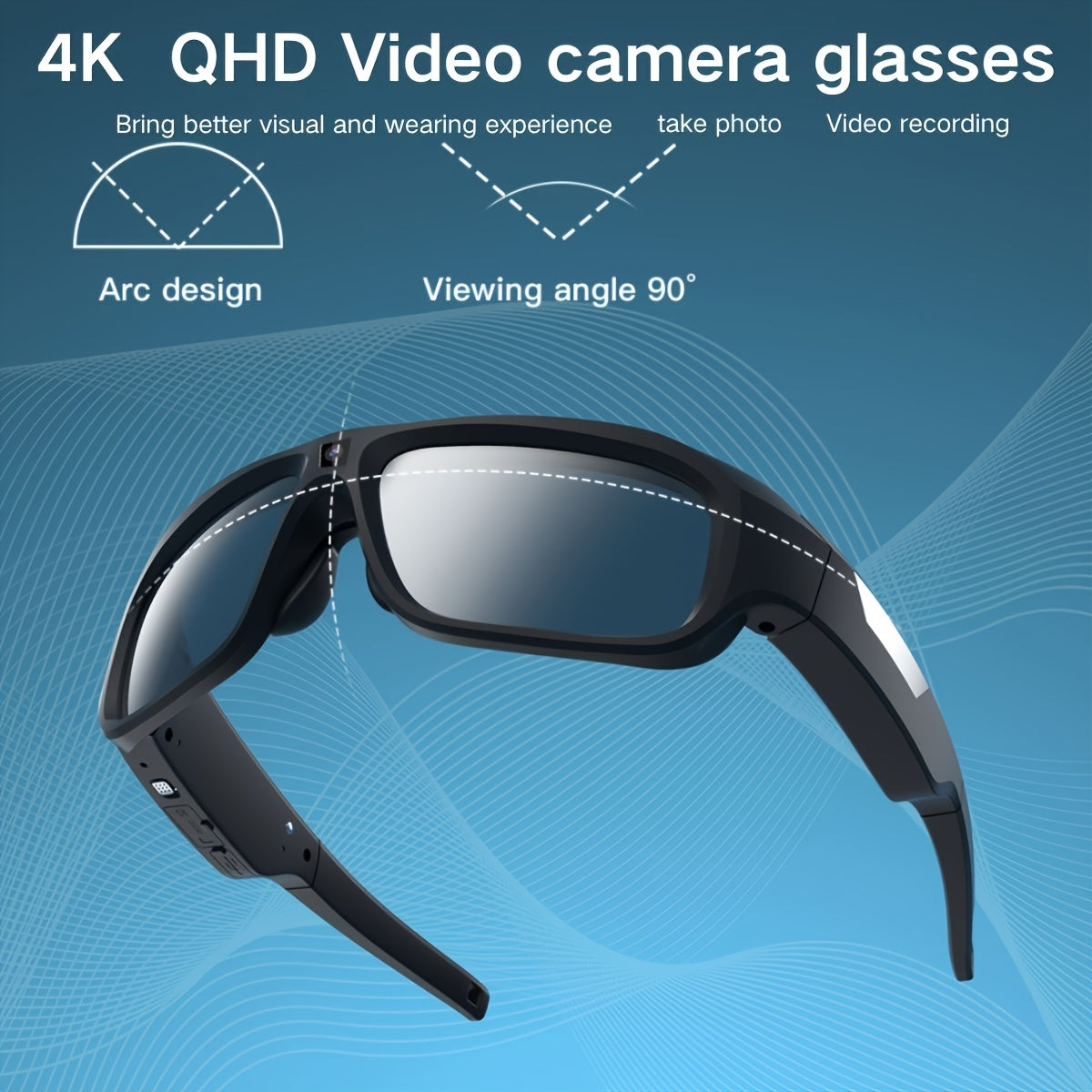 4K Video Glasses Sports Smart Glasses With Storage And USB