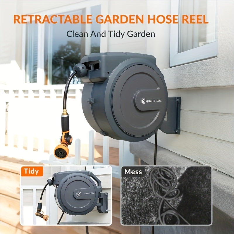 Giraffe Tools Retractable Hose Reel 90ft Wall Mounted