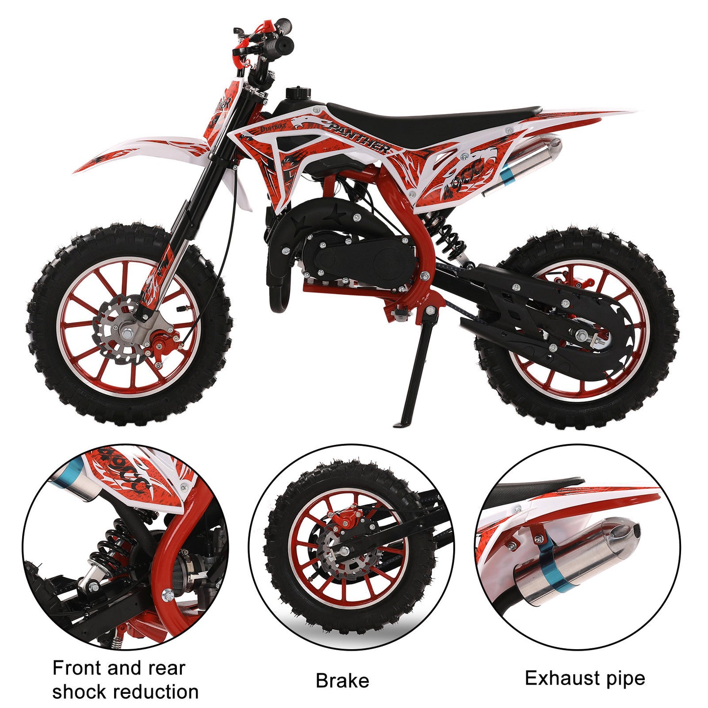 Gas-Powered Red 49cc 2-Stroke Kids Mini Motocross Bike