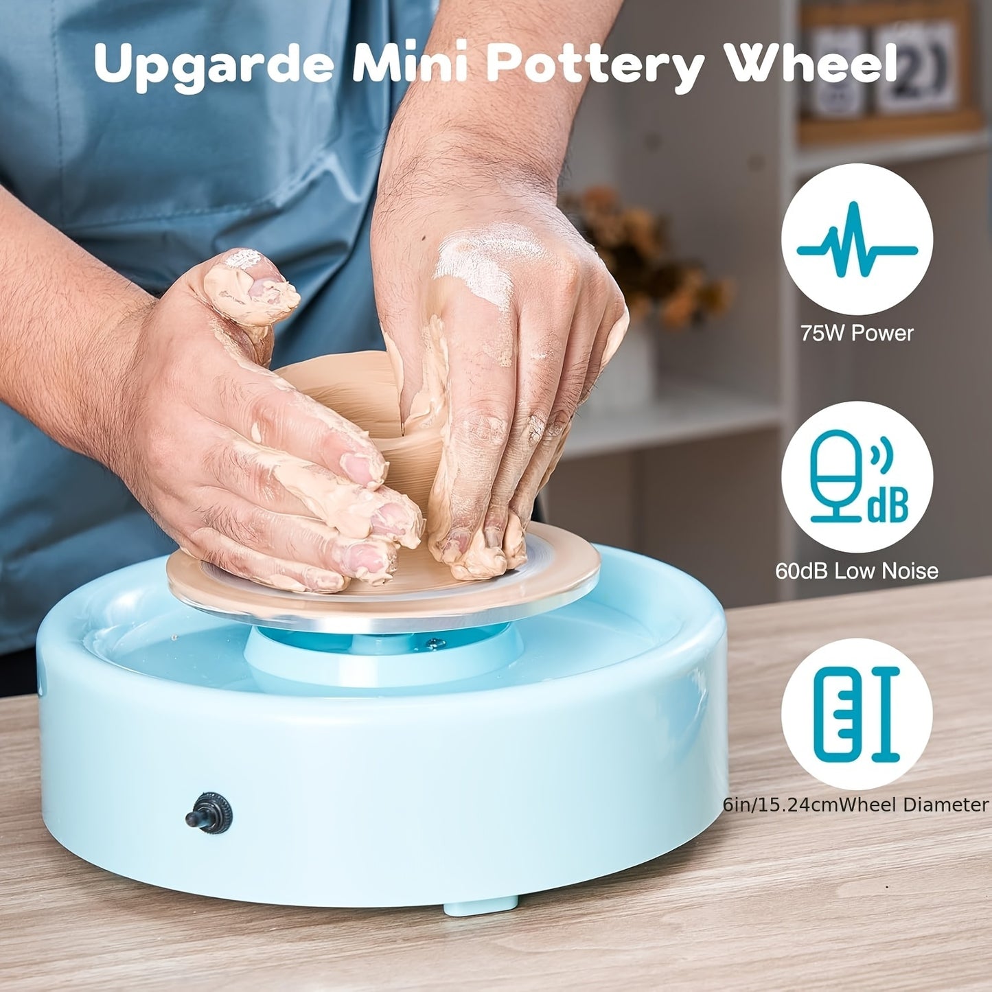 Mini Pottery Wheel Kit 6 Inch For Beginners And Kids 75W