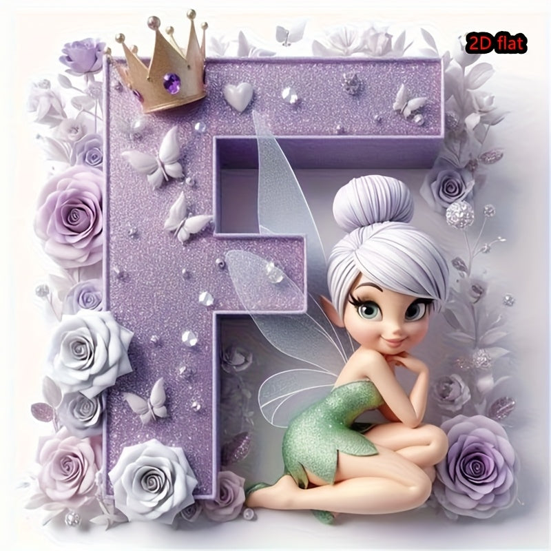 Round Diamond Art Kit with A-Z Letters and Elves Wall Decor