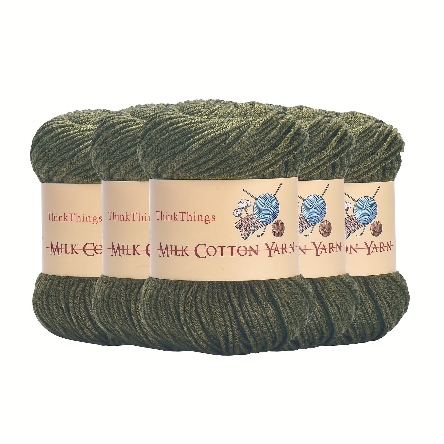 ThinkThings Army Green Acrylic Yarn For Crocheting 10 Balls