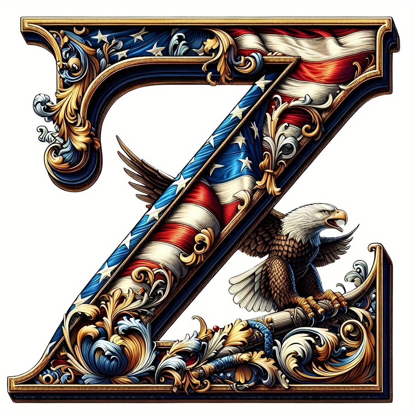 DIY Diamond Art Eagle Flag Alphabet 5D Kit 25 Letters AZ