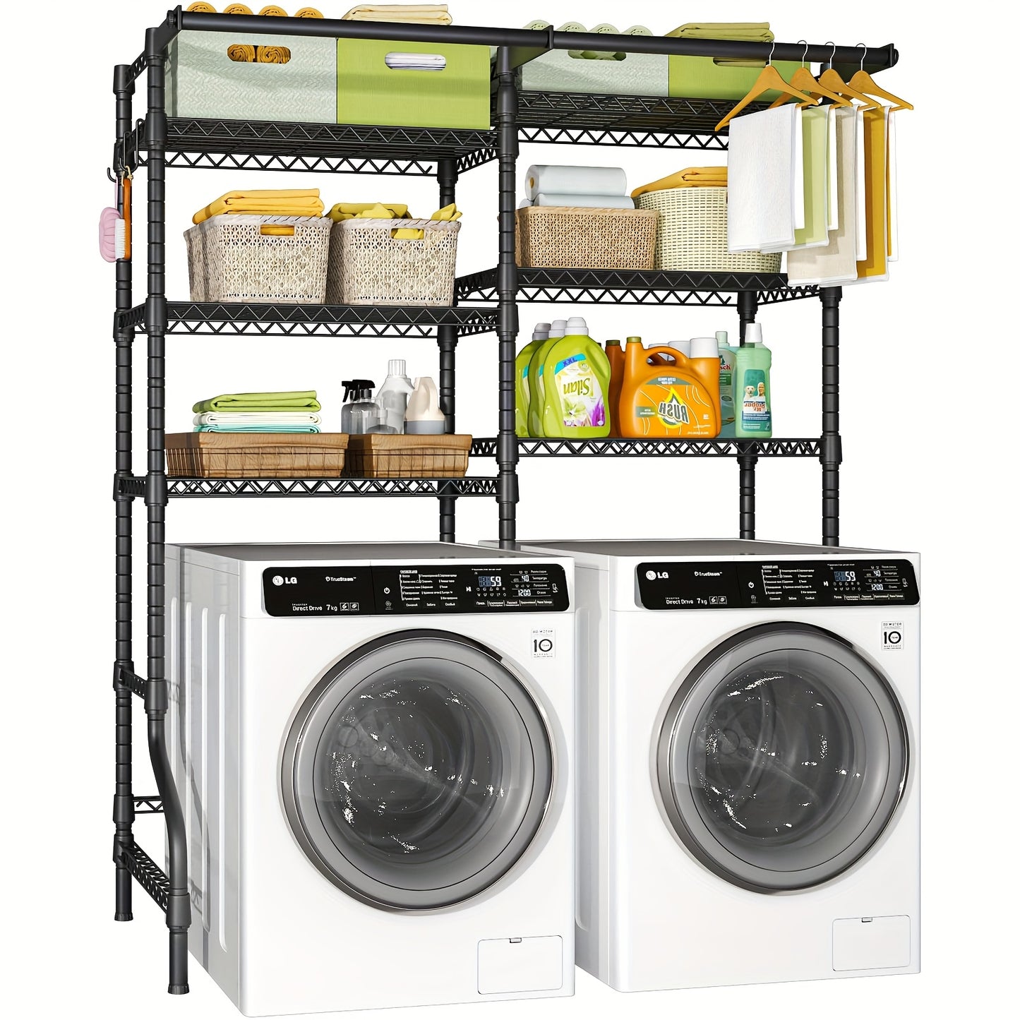 Heavy Duty Freestanding Laundry Rack 6 Shelves And Rods
