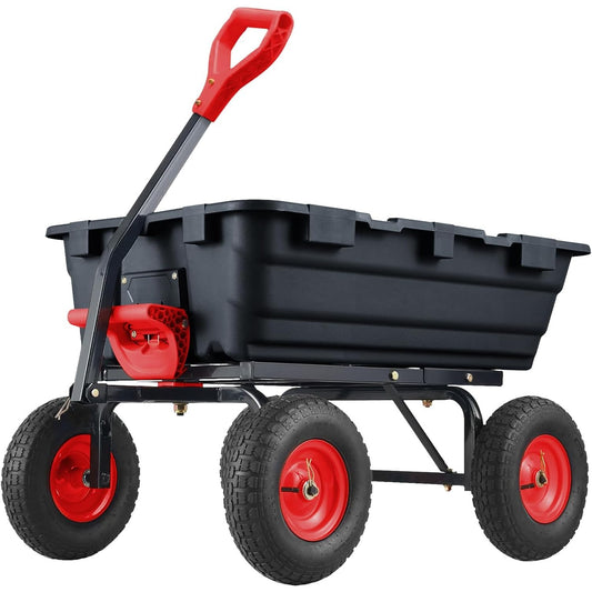 800 Lbs Garden Dump Cart With Steel Frame And Terrain Tires