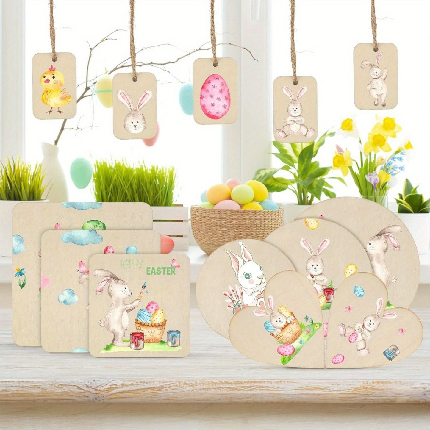 65pcs Untreated Wooden Shapes Set for DIY and Christmas