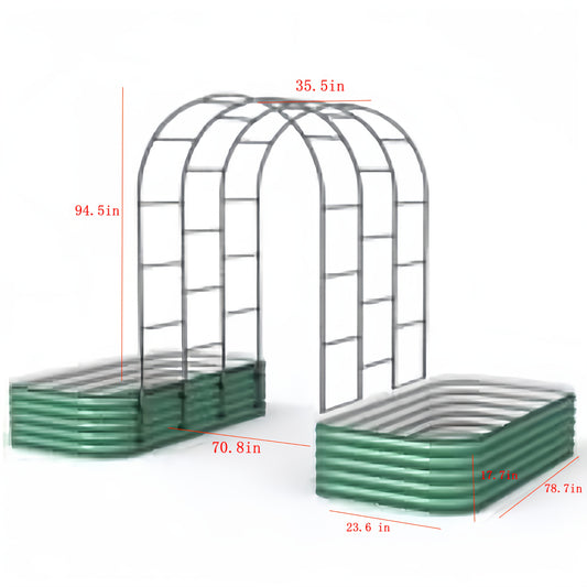3 In 1 Galvanized Raised Garden Bed With Arched Trellis