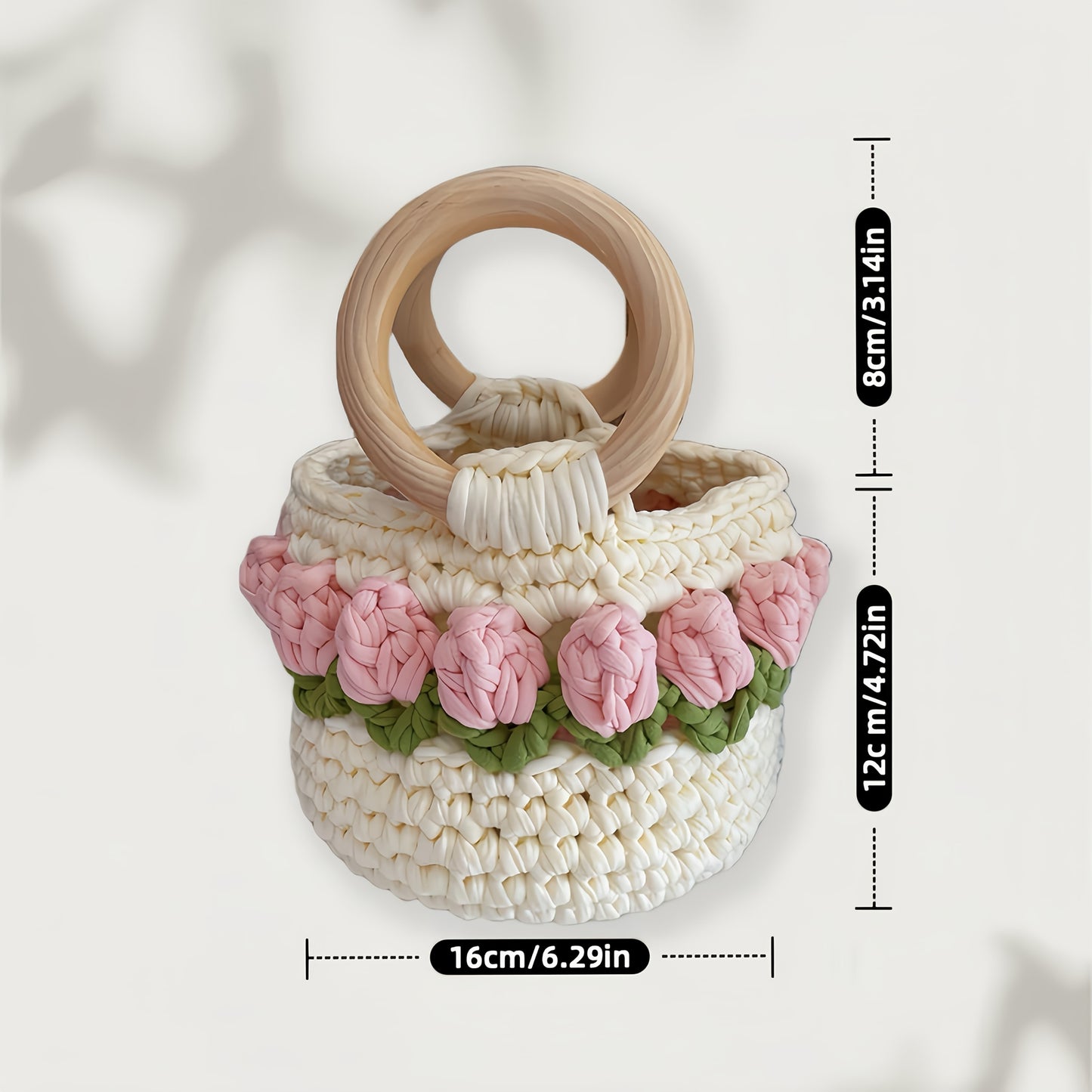 Tulip Crochet Handbag Kit With Wooden Handles And Yarn