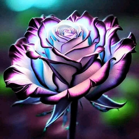 Dreamy 5D Diamond Art: Blue Purple Rose Wall Decor