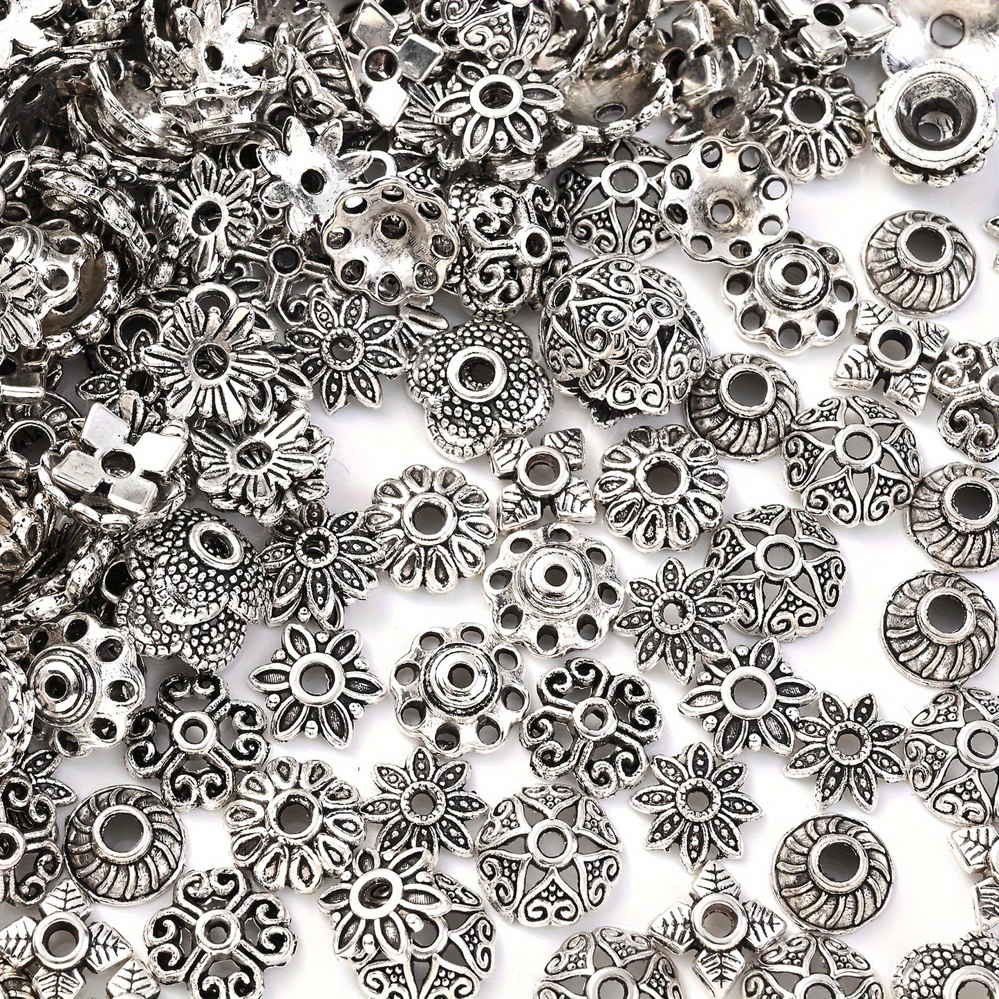 Mix Torus Flower End Caps Beads For Jewelry Making DIY