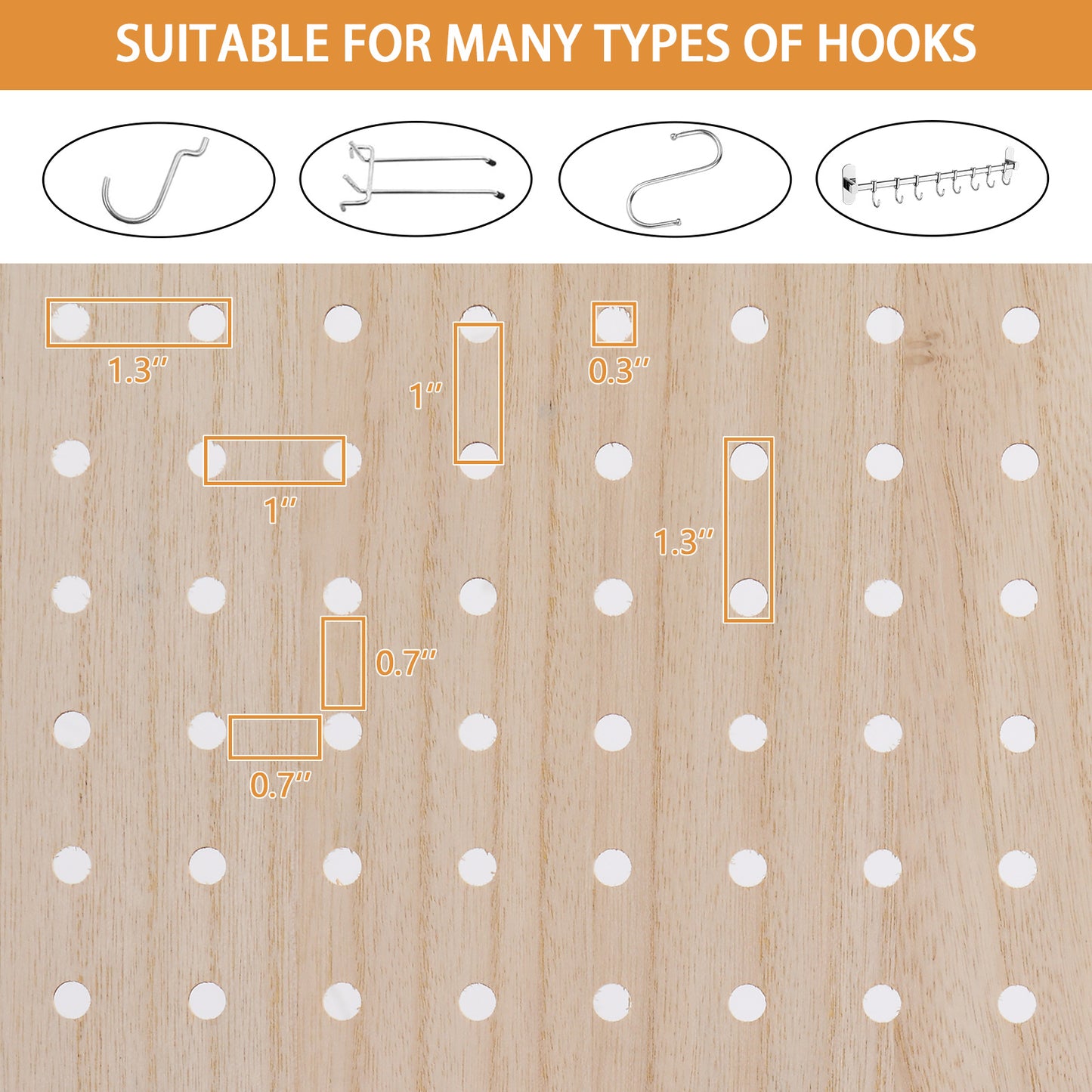 Vingli 60 Inch Freestanding Wood Pegboard Room Divider