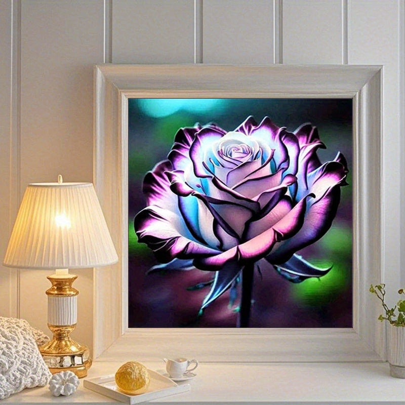 Dreamy 5D Diamond Art: Blue Purple Rose Wall Decor