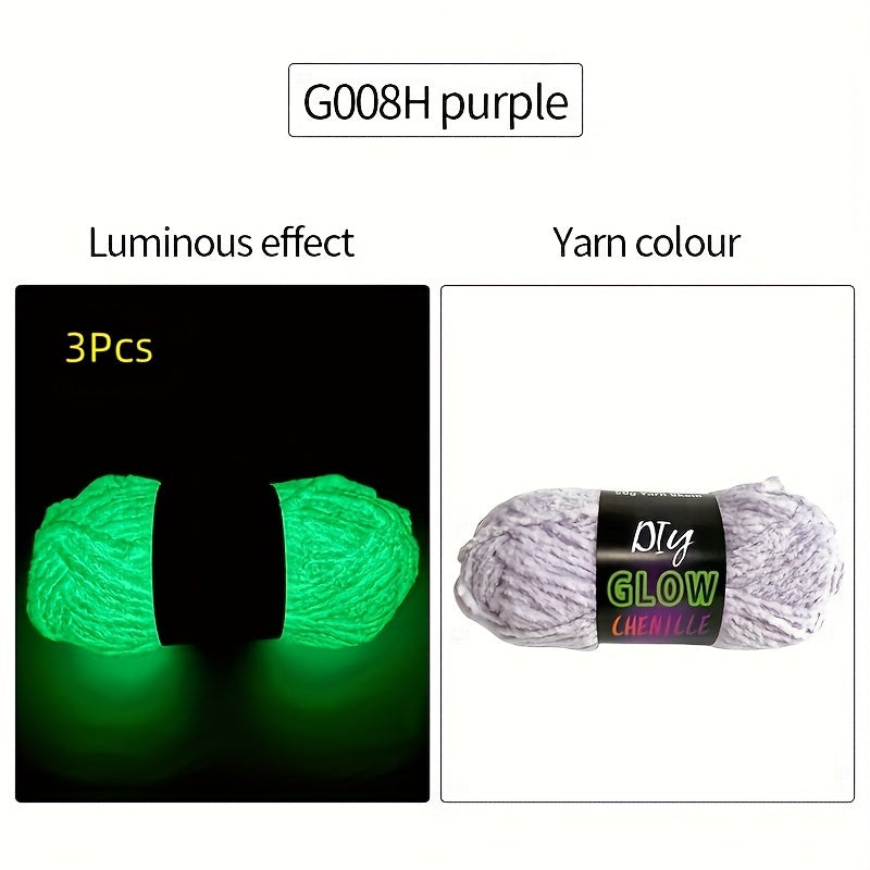 Glow In The Dark Chenille Yarn Set Neon Colors For Crafts
