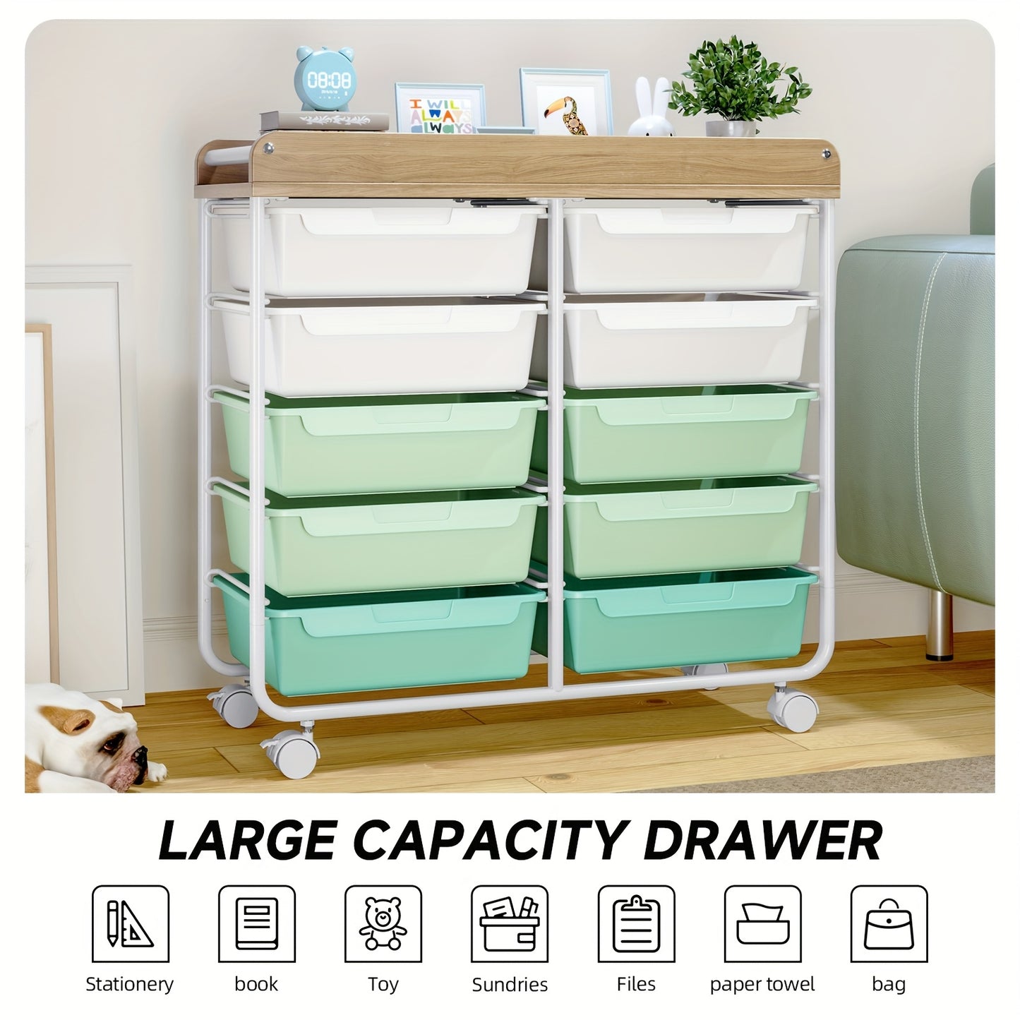 Versatile TOOLF 10-Tier Rolling Storage Cart With Drawers