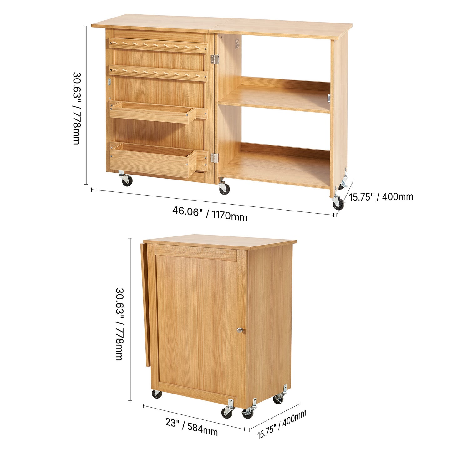 Vevor Folding Sewing Craft Table With Lockable Wheels