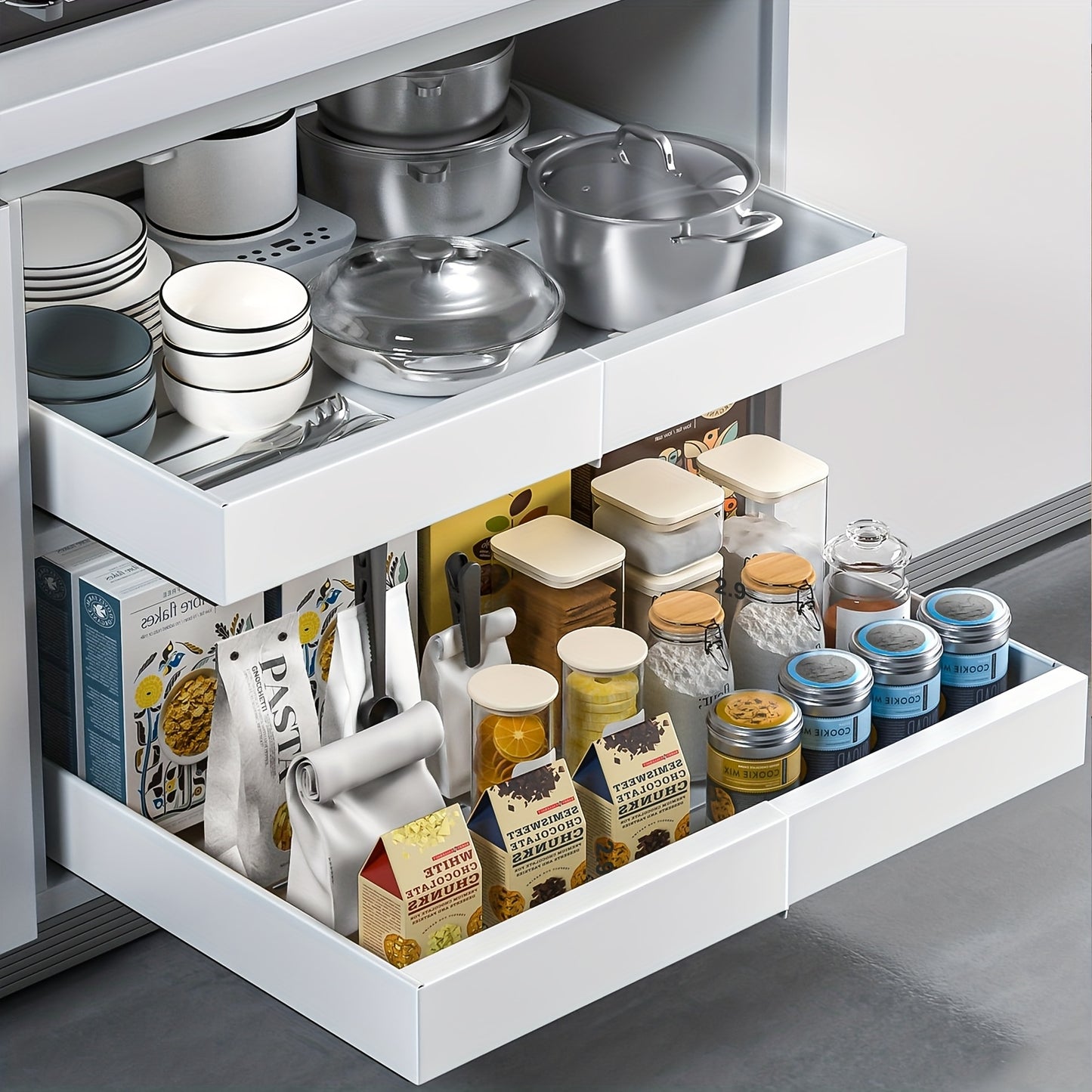 4-Drawer Heavy Duty Slide Out Cabinet Organizer 12.6-20.6