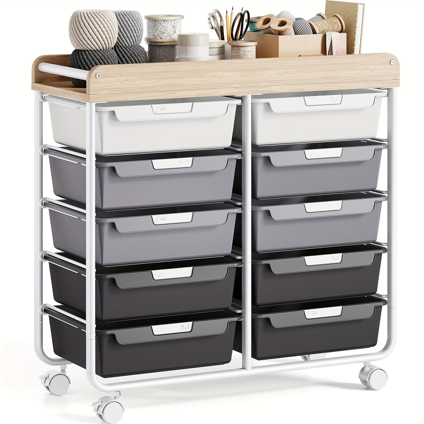 Versatile TOOLF 10-Tier Rolling Storage Cart With Drawers