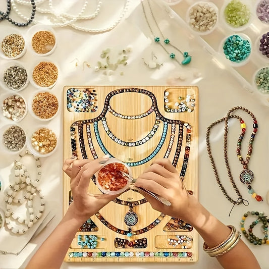 Natural Bamboo Jewelry Board Bead Organizer Tray DIY