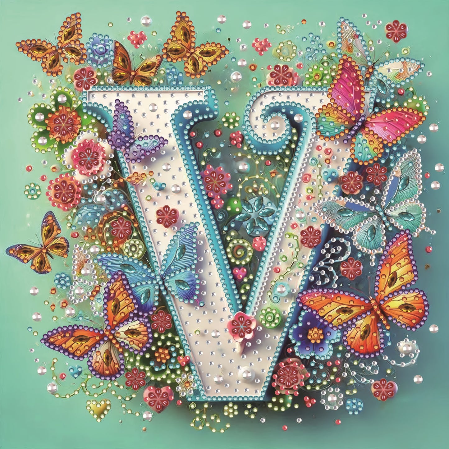 DIY Alphabet Diamond Painting Kit with Butterfly Designs