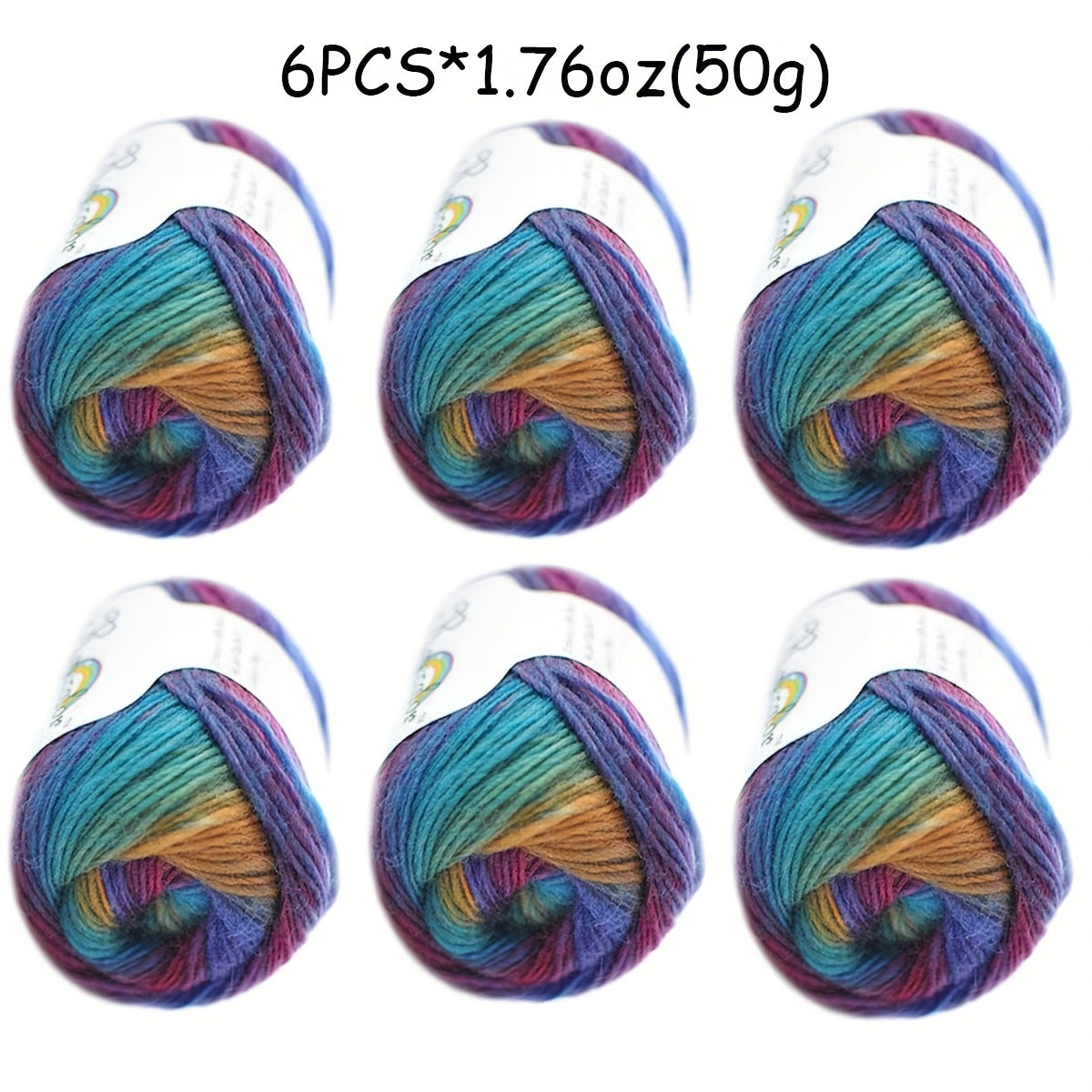 6 Pack 100 Percent Wool Yarn Gradient Green Pink For Shawls