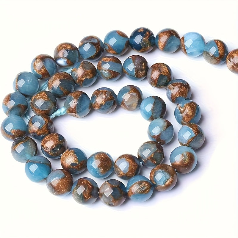 Blue Golden Veins Beads For Jewelry Making 4 6 8 10 12mm