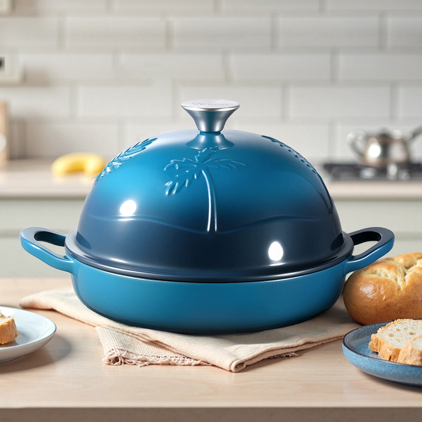 VEVOR Enameled Cast Iron Dutch Oven 5 Qt Dual Handles Lid