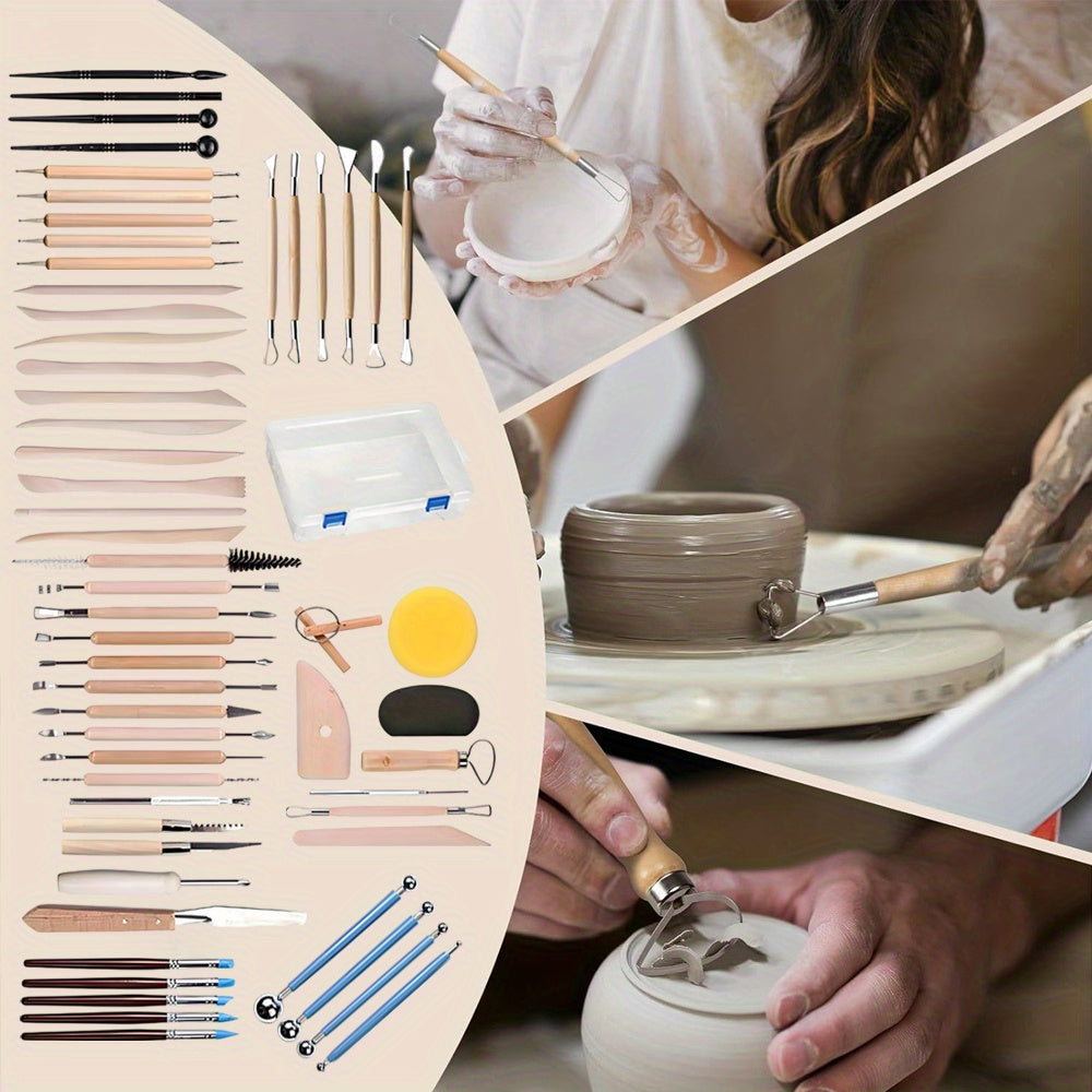 57 Piece Ceramic Clay Tool Set For Beginners Sculpting Kit