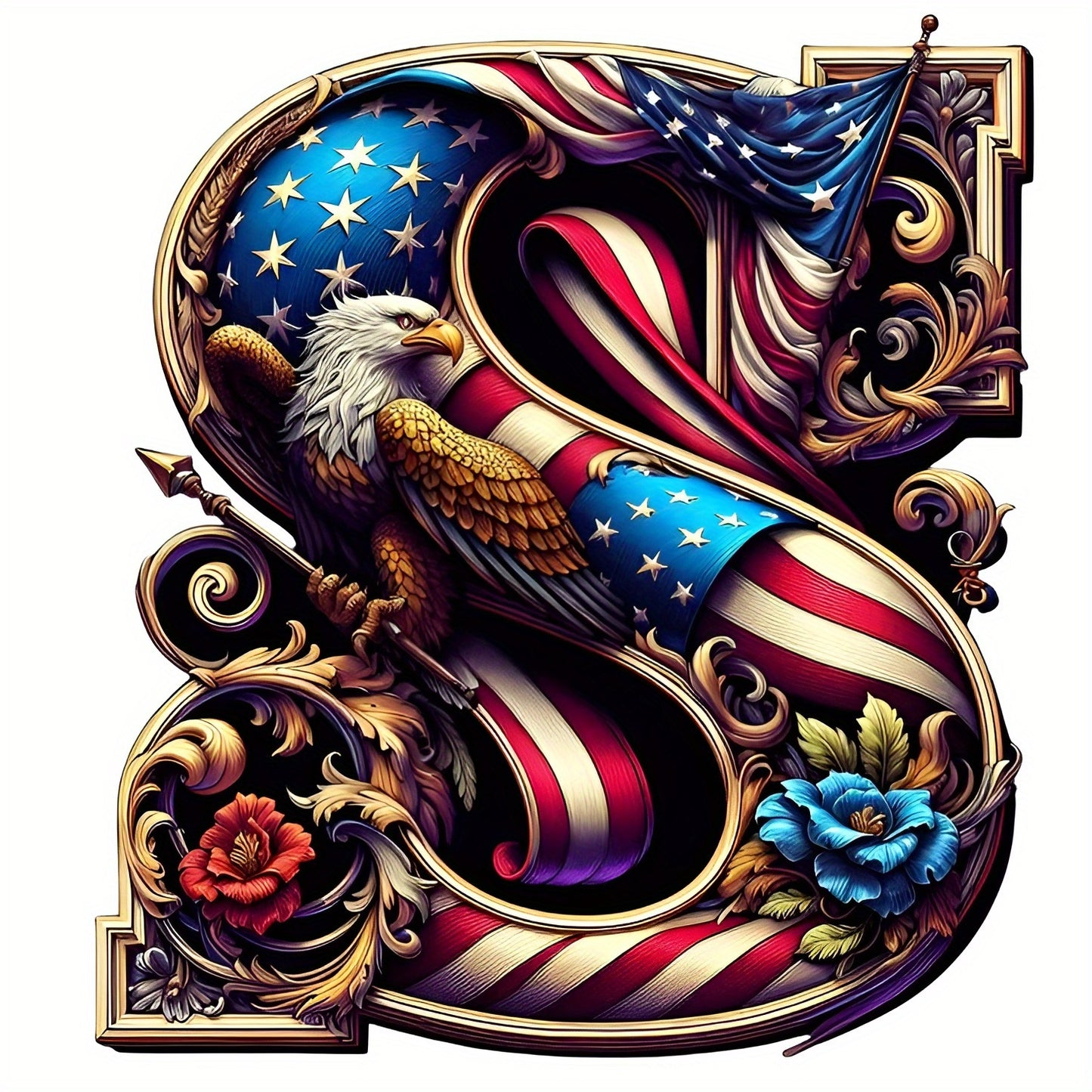 DIY Diamond Art Eagle Flag Alphabet 5D Kit 25 Letters AZ