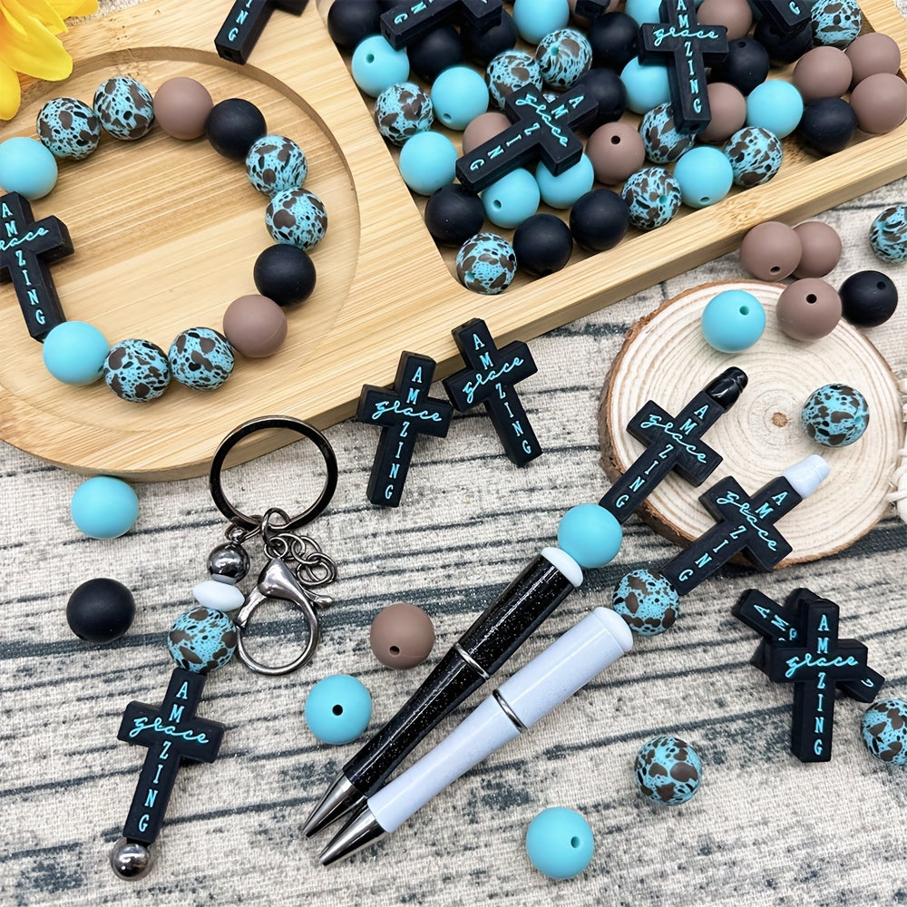 Vibrant Cross Beads Set For Diy Jewelry And Crafts Projects