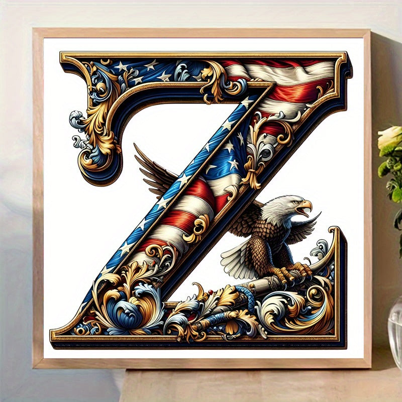 DIY Diamond Art Eagle Flag Alphabet 5D Kit 25 Letters AZ